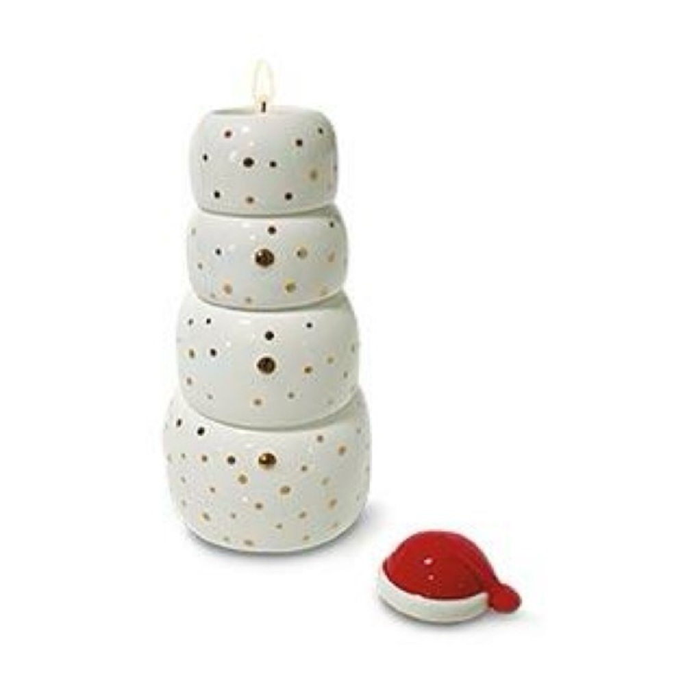 Huntington Home Christmas Snowman Holiday stackable 4 Peppermint Snow candle NWT